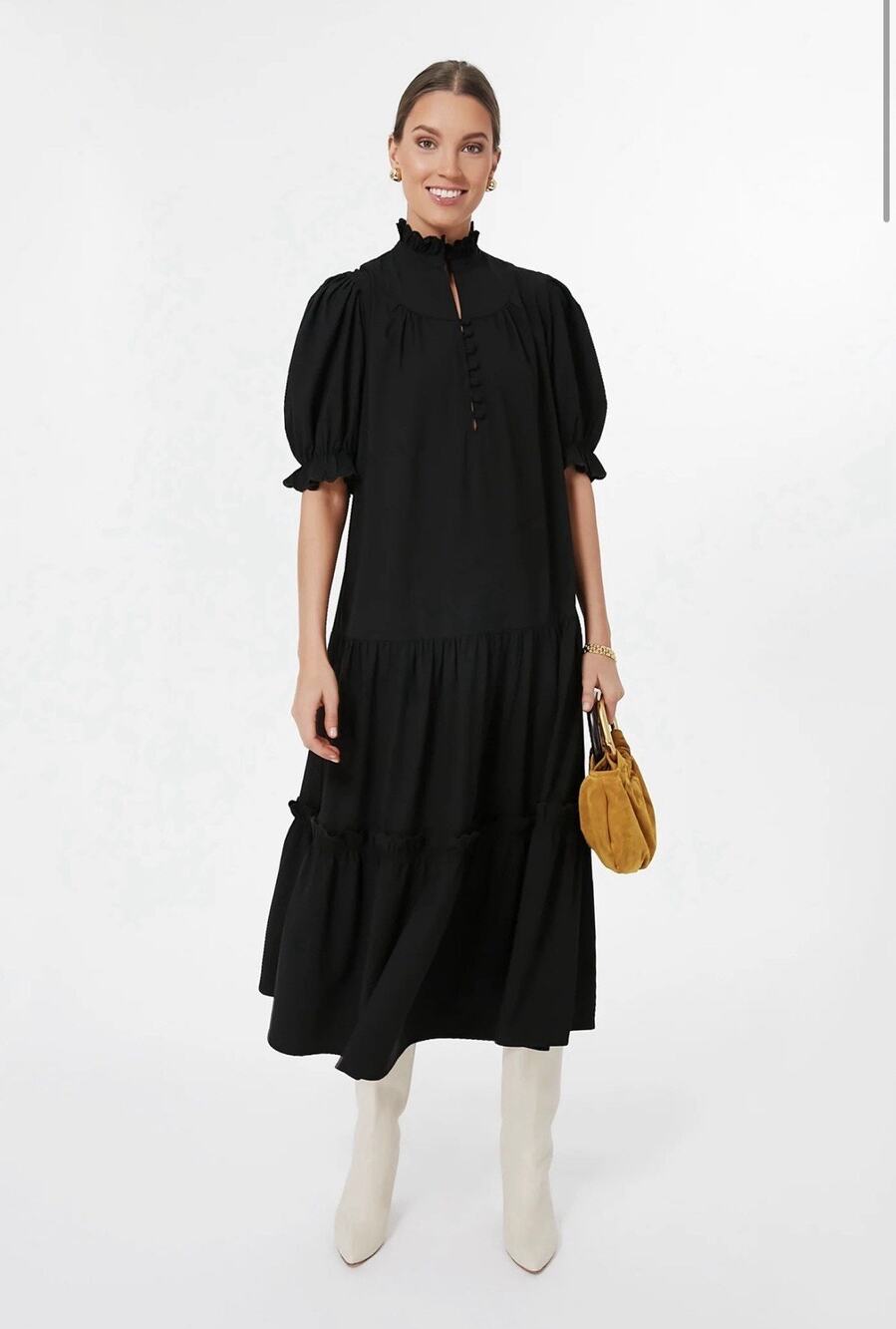 NWT Pomander Place by Tuckernuck Black Finley Flutter Sleeve Maxi Dress size M